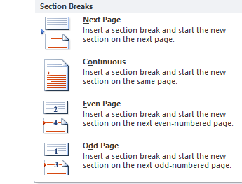 create a section break