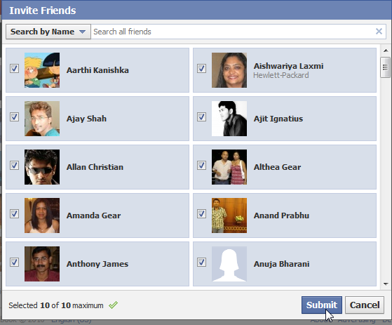 facebook messages - invite friends and submit facebook messages - invite friends and submit