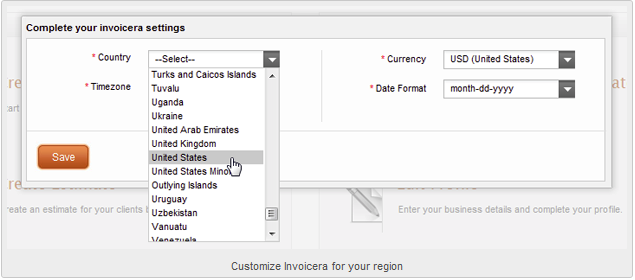 invoicera regional settings