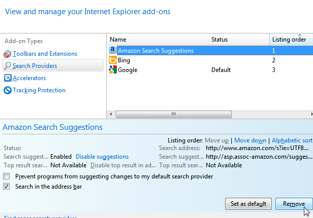 How to Remove a Search Provider