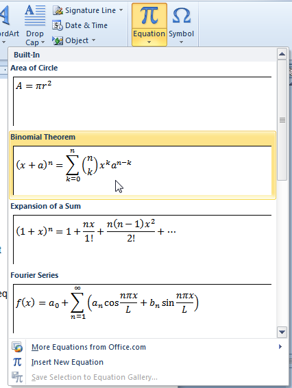 cannot insert equation in word 2010
