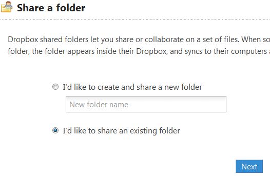 Share an existing folder