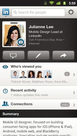 access linkedin on the go  - on android
