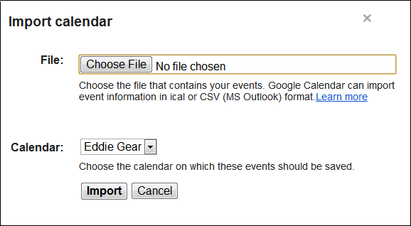 Import calendar dialog box How to Import a Hotmail Calendar to Google Calendar