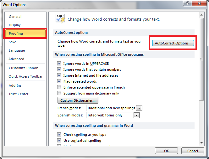 word options dialog box - Turn Off Automatic Hyperlinks