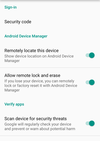 Android Device Manager on smartphone