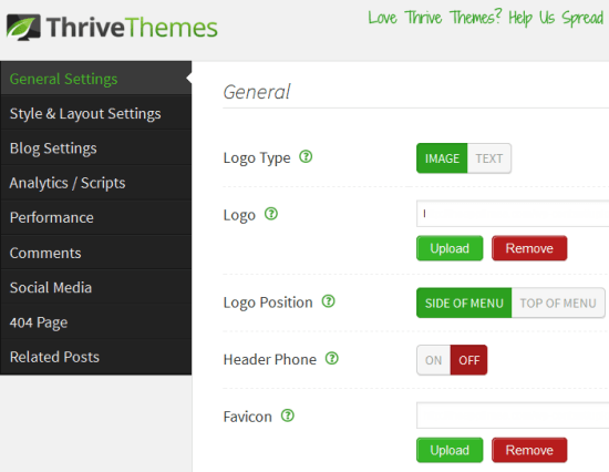 thrive theme options