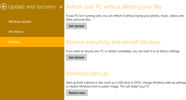 windows 8.1 options to reset data windows 8.1 options to reset data