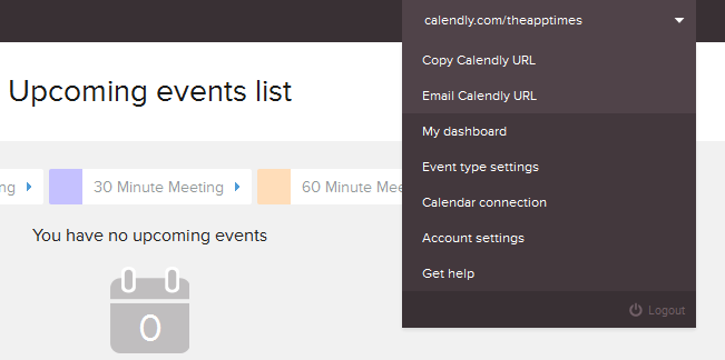 calendly main menu calendly main menu
