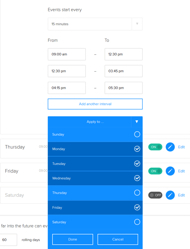 setting availability in calendly