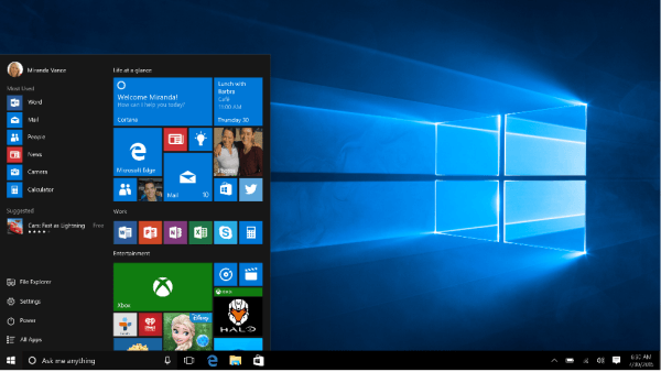 New Features in Windows 10 - Start menu