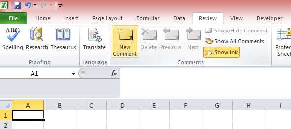 add comments to excel