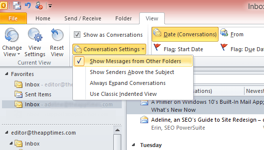 manage conversations in outlook