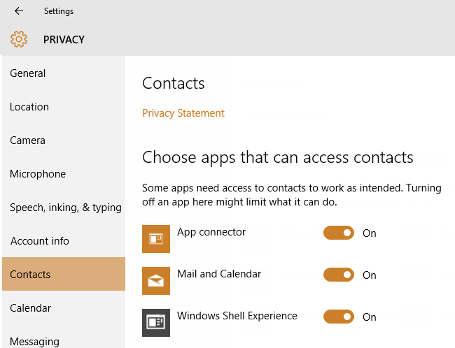 Contacts Privacy Setting Contacts Privacy Setting