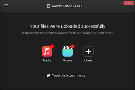 WALTR file upload confirmation WALTR file upload confirmation