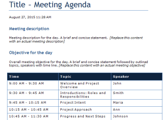 Microsoft Word Simple Agenda Template