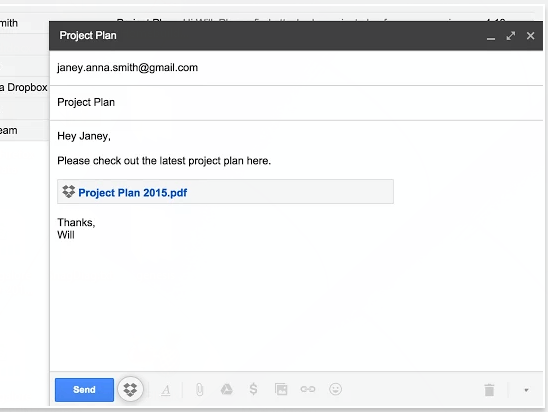 dropbox links in gmail