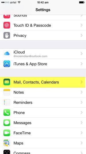 mail contacts calendars