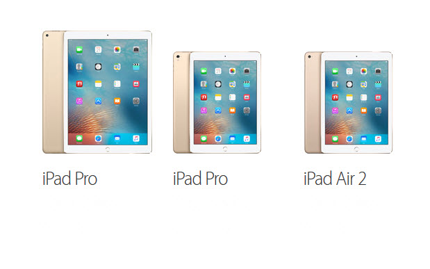 Comparing iPad Pro, New iPad Pro and Air 2