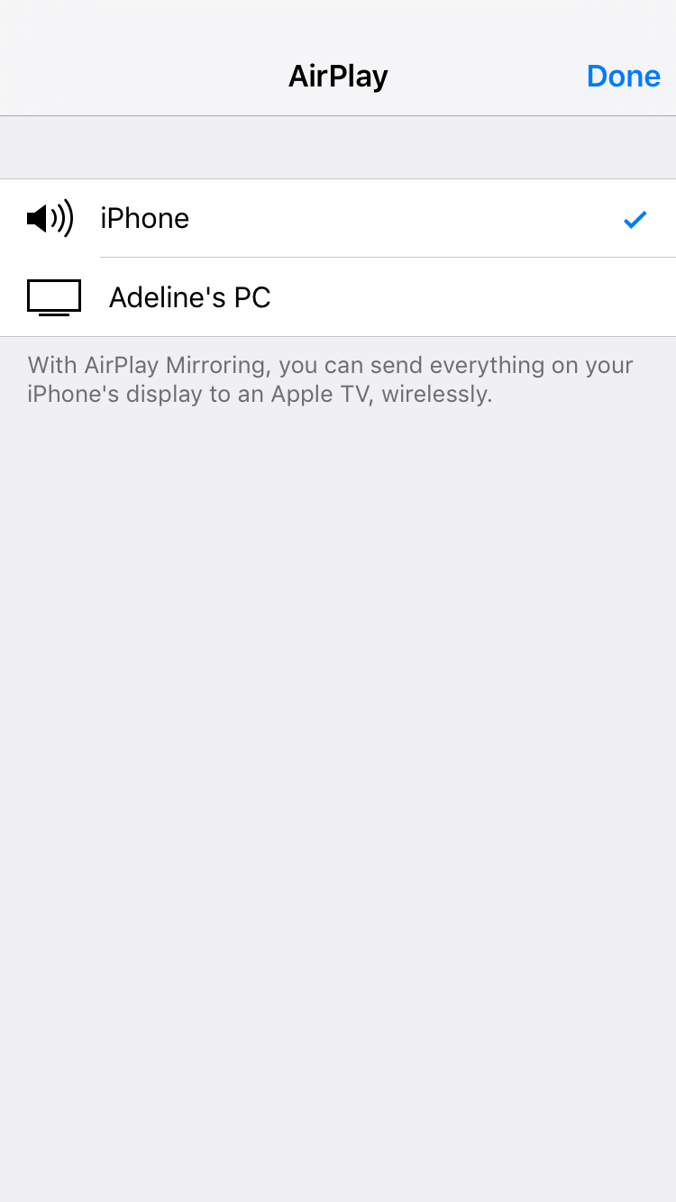 Lonelyscreen option in Airplay screen