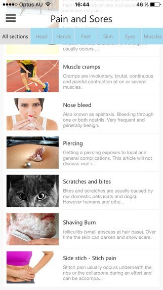 Pains and Sores app
