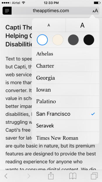 Safari tips in iOS 9 - Adjust Font
