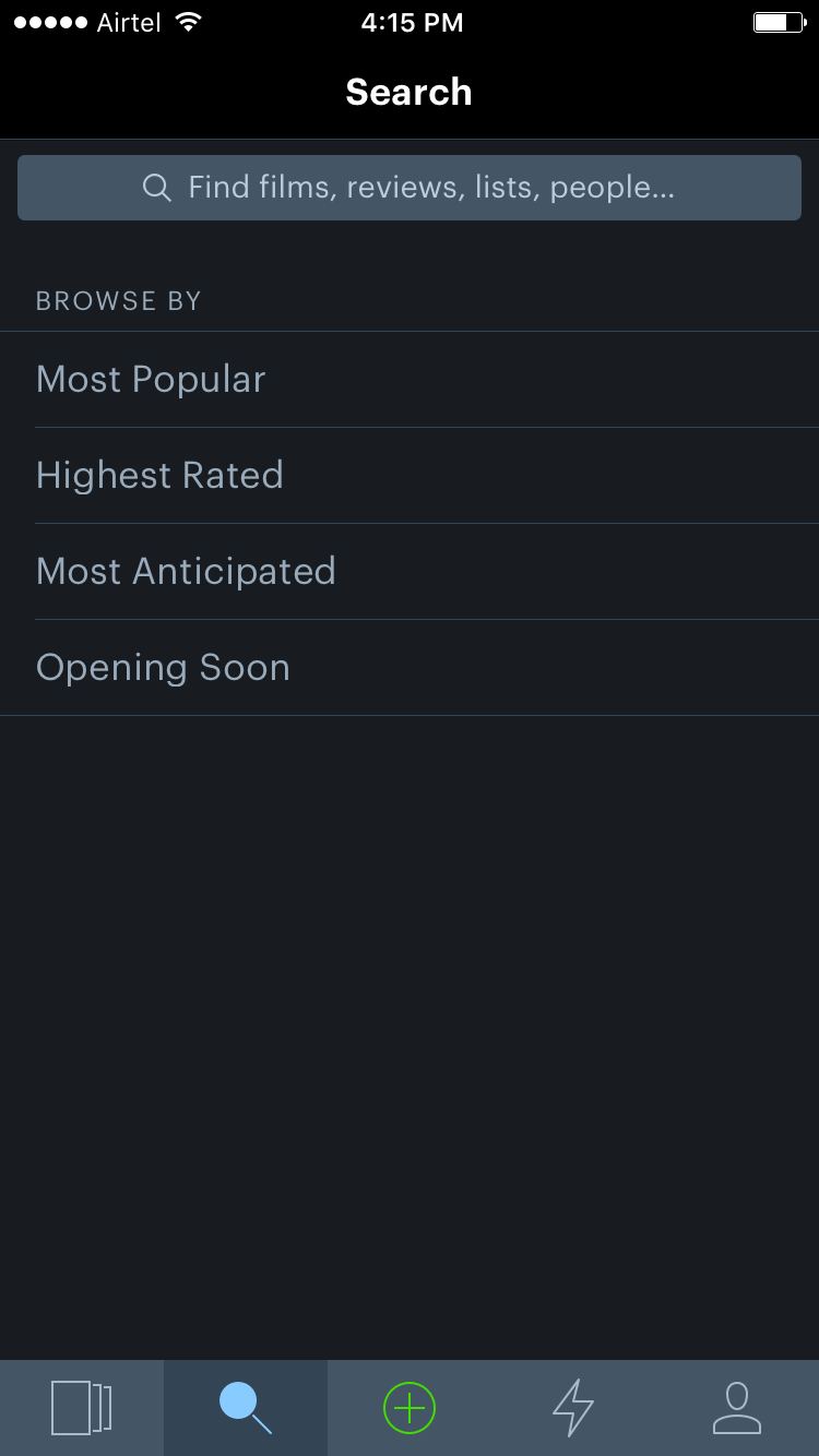 Search tab in Letterboxd
