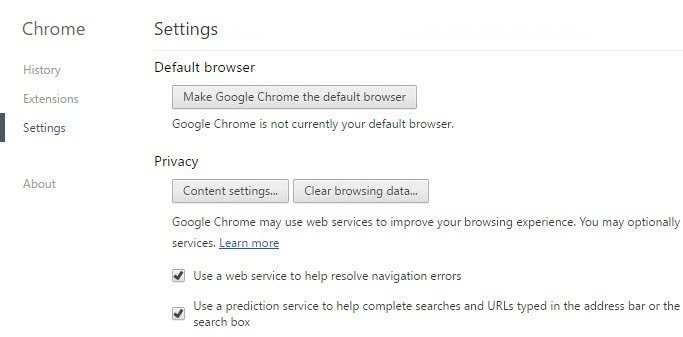Chrome Content Settings