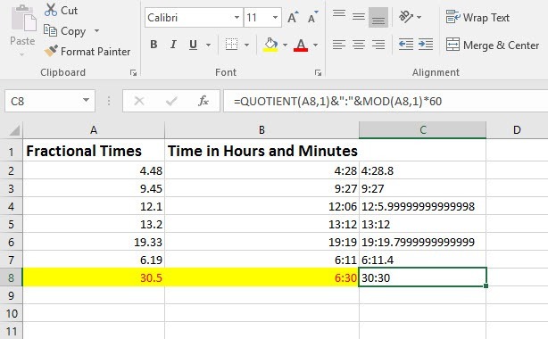 How to Convert Fractional Times to Hours and Minutes in Excel