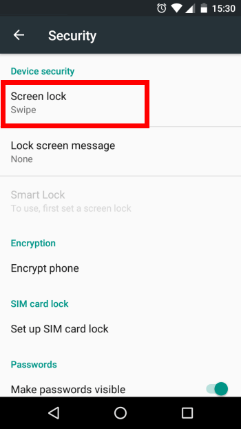 Screen lock option