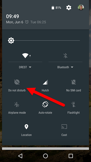Do not disturb in quick settings