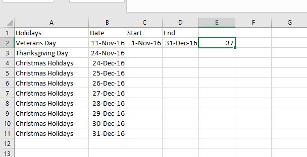 How to Calculate the Number of Work Days Between Two Dates in Excel