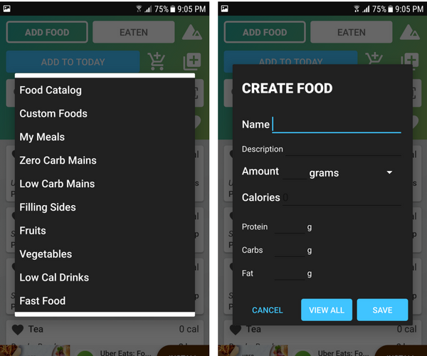 Poundaweek Calorie Counter App - Adding Meals