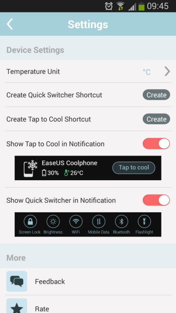 EaseUS Coolphone Cool Battery widget settings