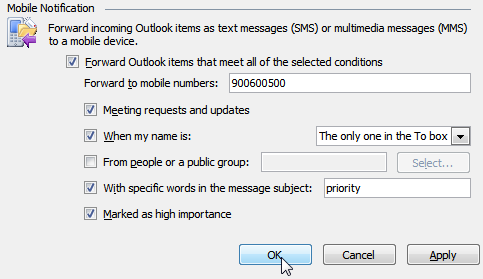 Create a Rule in Outlook 2010