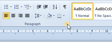 Avvio della finestra di dialogo paragrafo