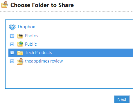 choose folder to share