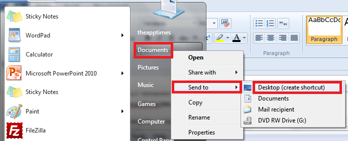 create documents shortcut