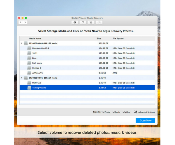 Stellar Phoenix Photo Recovery - Select media