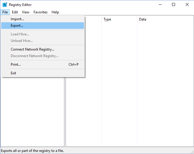 Registry Editor Export