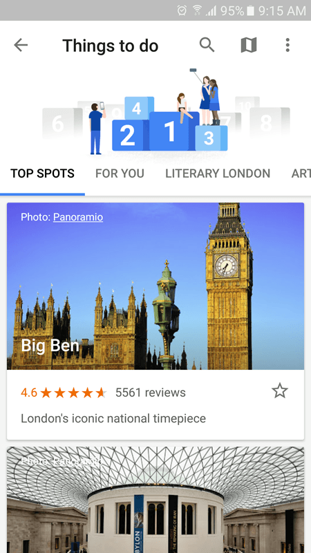 Google Trips - things to do