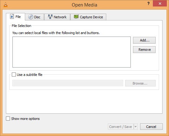 open media dialog box