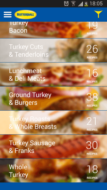 butterball recipes filter