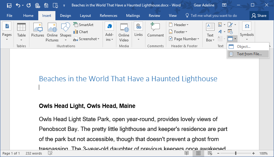 How to Add Content from Other Documents into Word