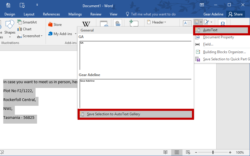 How To Insert Blocks of Text in Word Using AutoText
