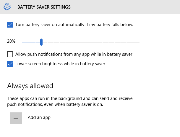 More Battery Saver settings