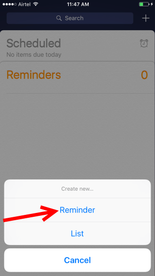 Reminder option in iphone