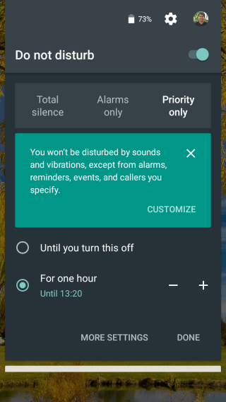 Setting Do not Disturb in android marshmallow