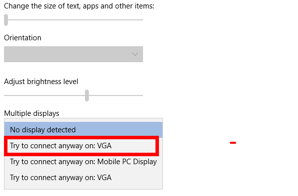 Try to connect anyway on VGA