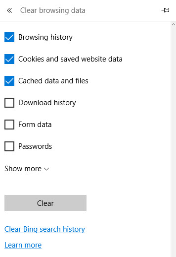 Clear Browsing History in Microsoft Edge
